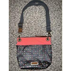 Fossil Keely Crossbody Shoulder Bag Pink Gray Multi Color Dot‎ Adjustable Strap